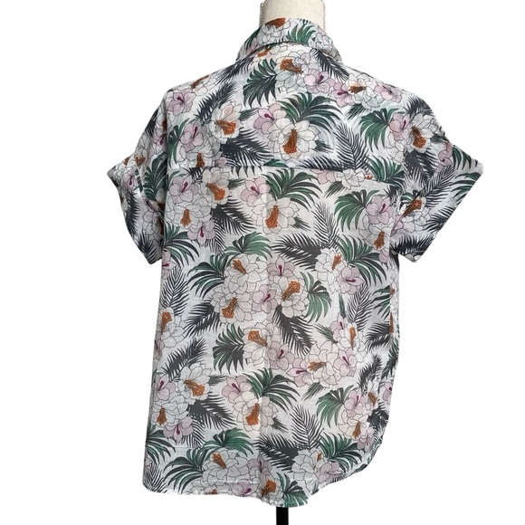 Surf Bazaar Floral Tropical Cotton Buttondown Shirt XS/S Relaxed Fit Beach Cover - Picture 10 of 12